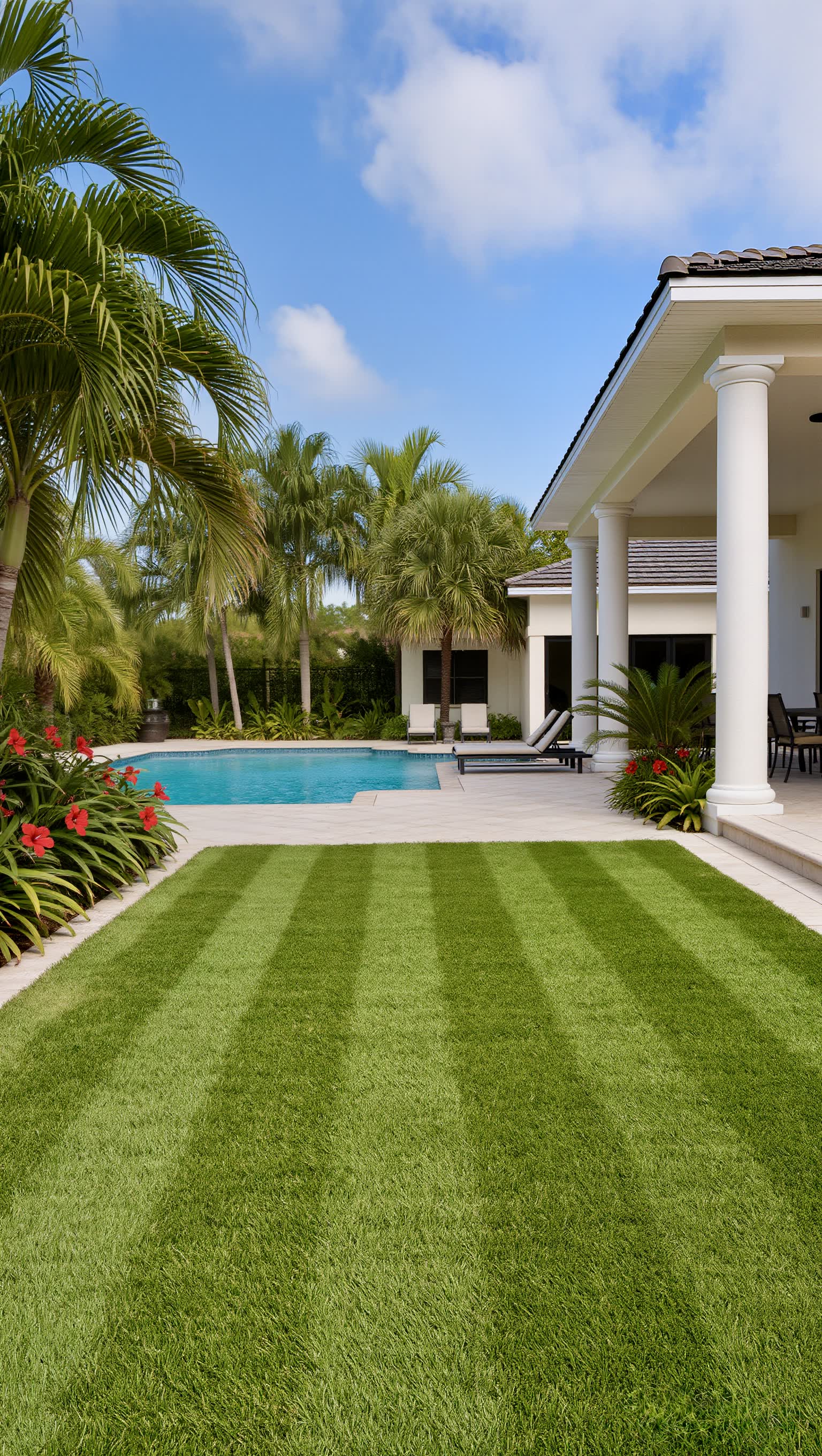 Artificial turf installation at luxury Palm Beach property